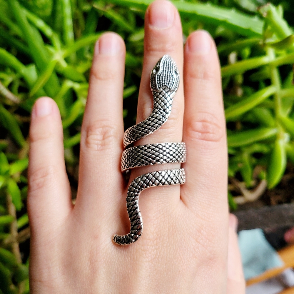 Silver Snake Wrap Ring - Women's Statement Jewelry
